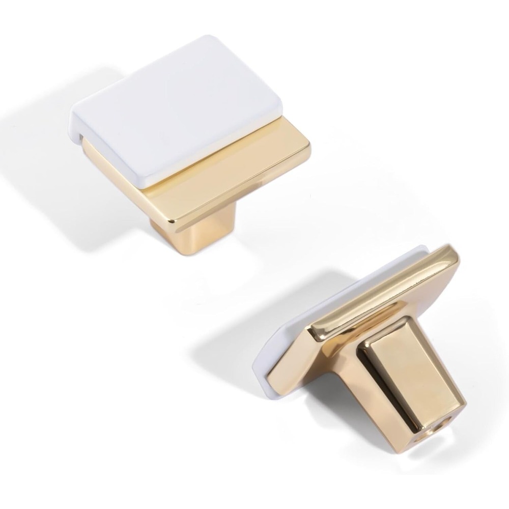 Haliwu 20 Pack White Gold Cabinet Pulls 2 Tone Dresser Knobs Drawer Handles Zinc